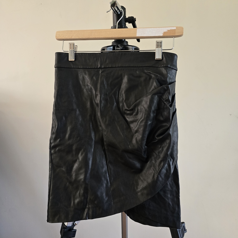 Dynamite Black Asymmetrical Wrap Mini Skirt